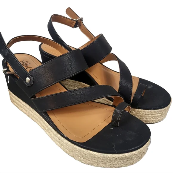 Style & Co Bettyy Wedge Sandal Black 7.5 - Picture 2 of 4
